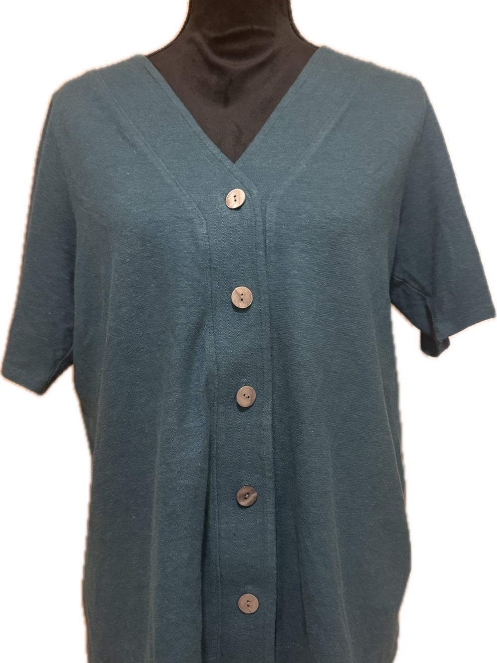 Pure Jill J. Jill Teal Short Sleeve Button Front Knit Cardigan Sweater Size M